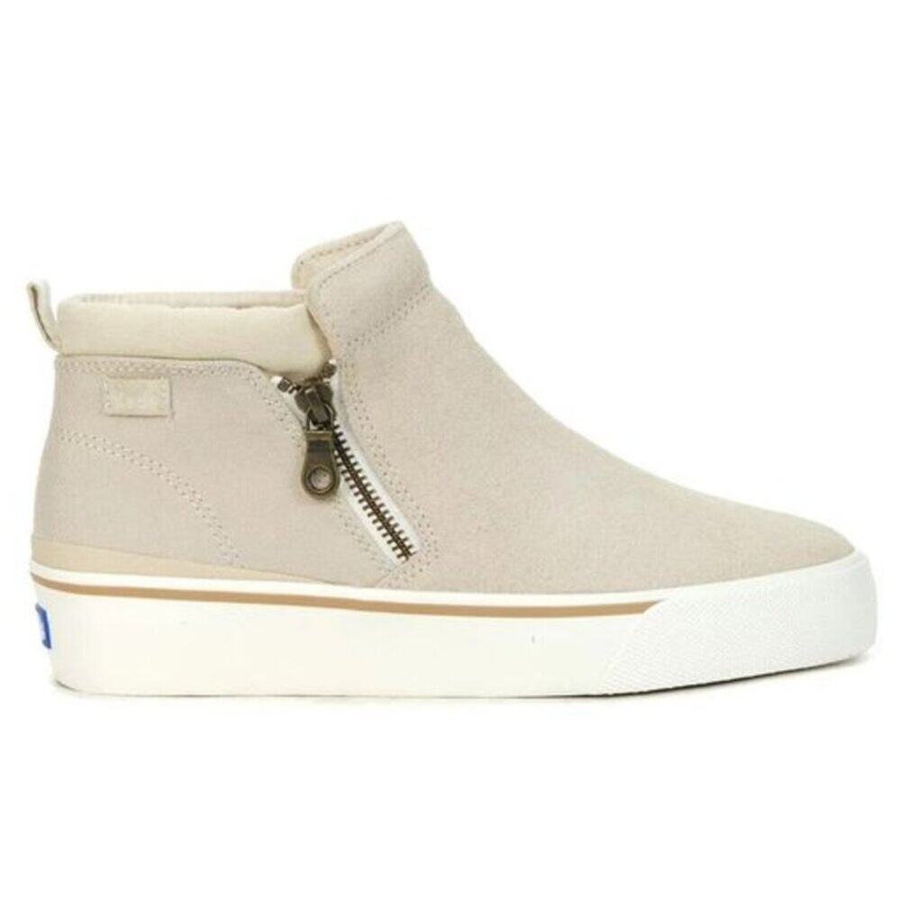 Keds Women's Cooper Suede/Canvas Zip Sneaker Booties in Latte